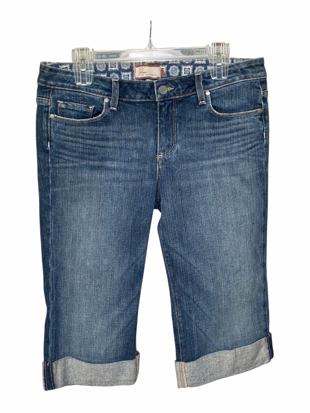PAIGE Blue Capri Roll-Cuff Denim Jeans